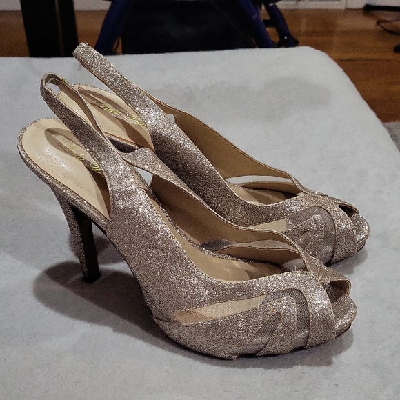 Lulu Townsend Shoes - Lulu Townsend Elegant Glitter Slingback Heels